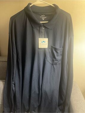 Tri-Mountain Men's Long Sleeve Polo Shirt - Navy